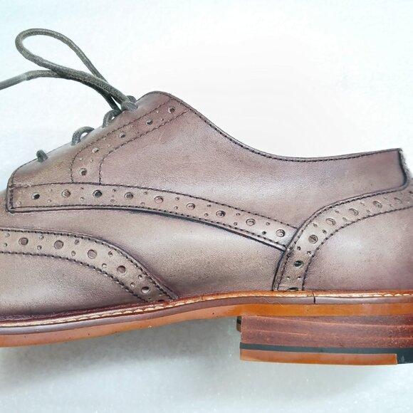 Joseph Abboud Italian Leather Wingtip Brogue Oxfords Mens 10.5 Brown EUC Italy - Picture 9 of 16